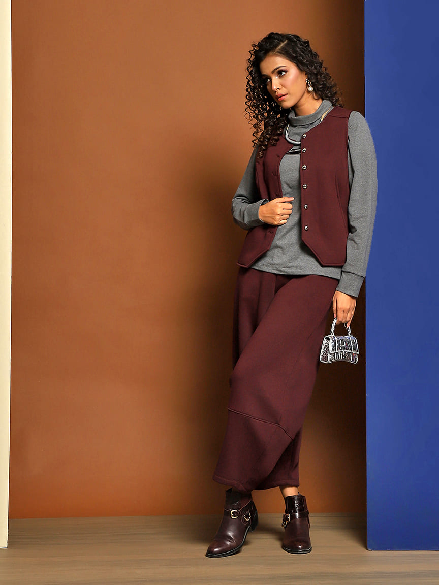 Cozy Fleece Trouser with Unique Shaped Panel Design