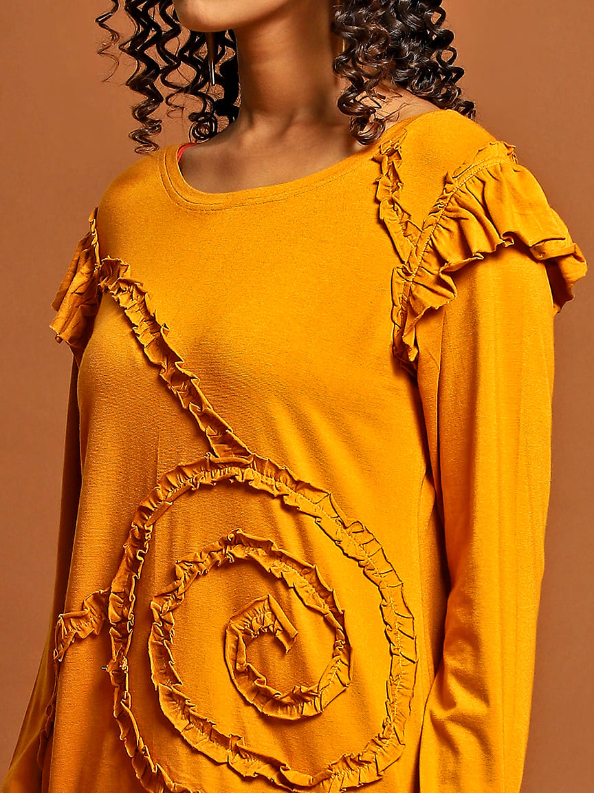Elegant Full Sleeves Viscose Top with Ruched Ribbon Detailing - Image 7