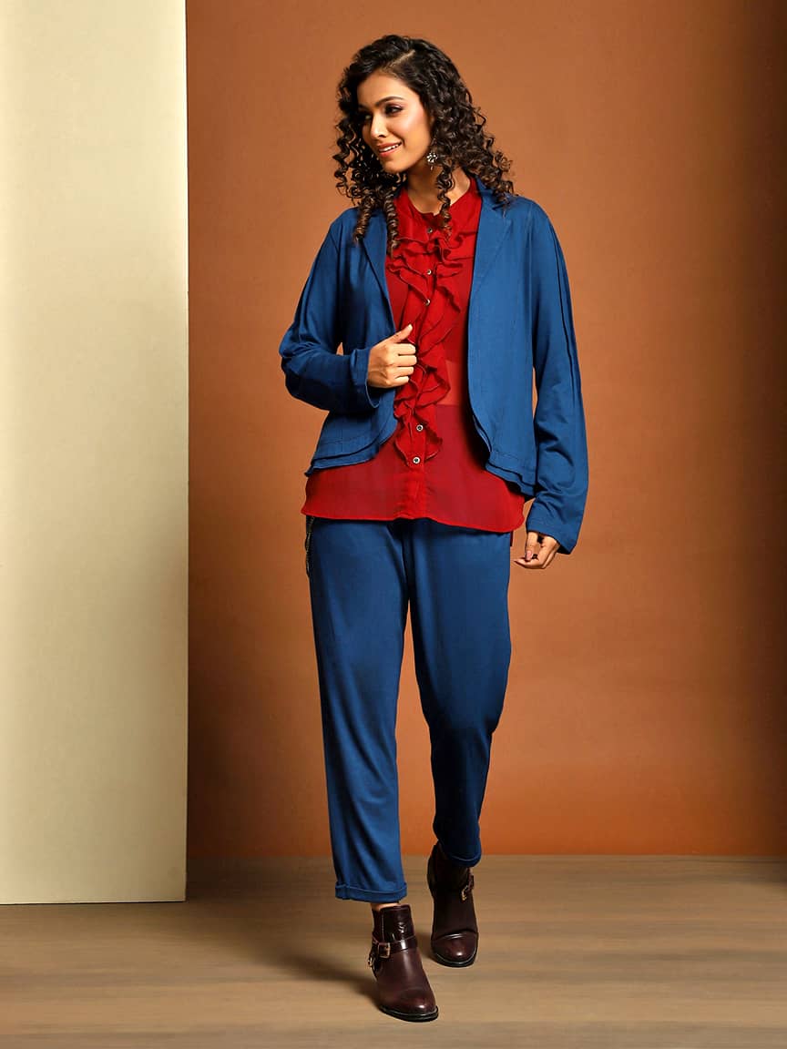 Stylish Cotton Viscose Elastane Jacket Set