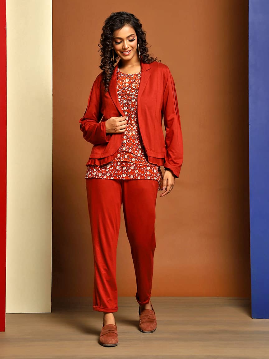 Stylish Cotton Viscose Elastane Jacket Set