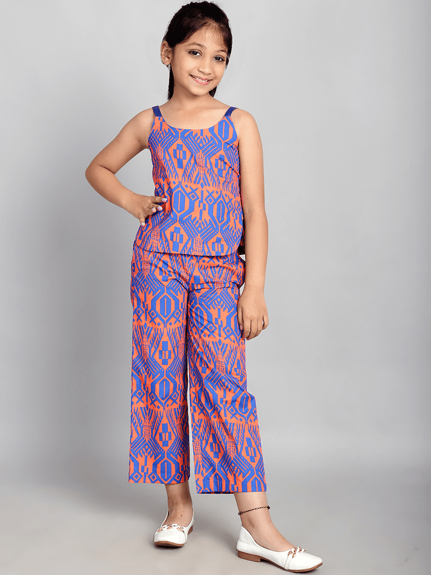 Baawri Girl Bohemian Printed Cotton 2 Pcs Top and Pant Set