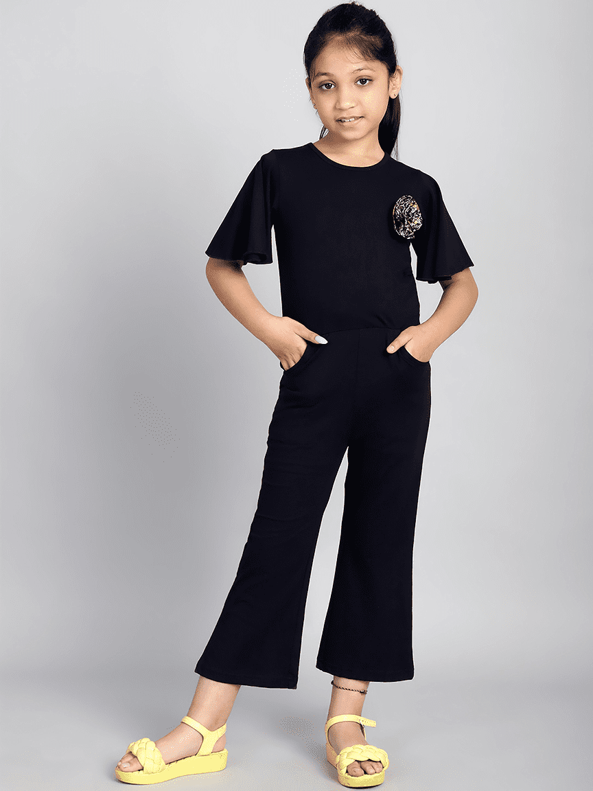 Baawri Girl Cotton Jersey Navy Color Jumpsuit