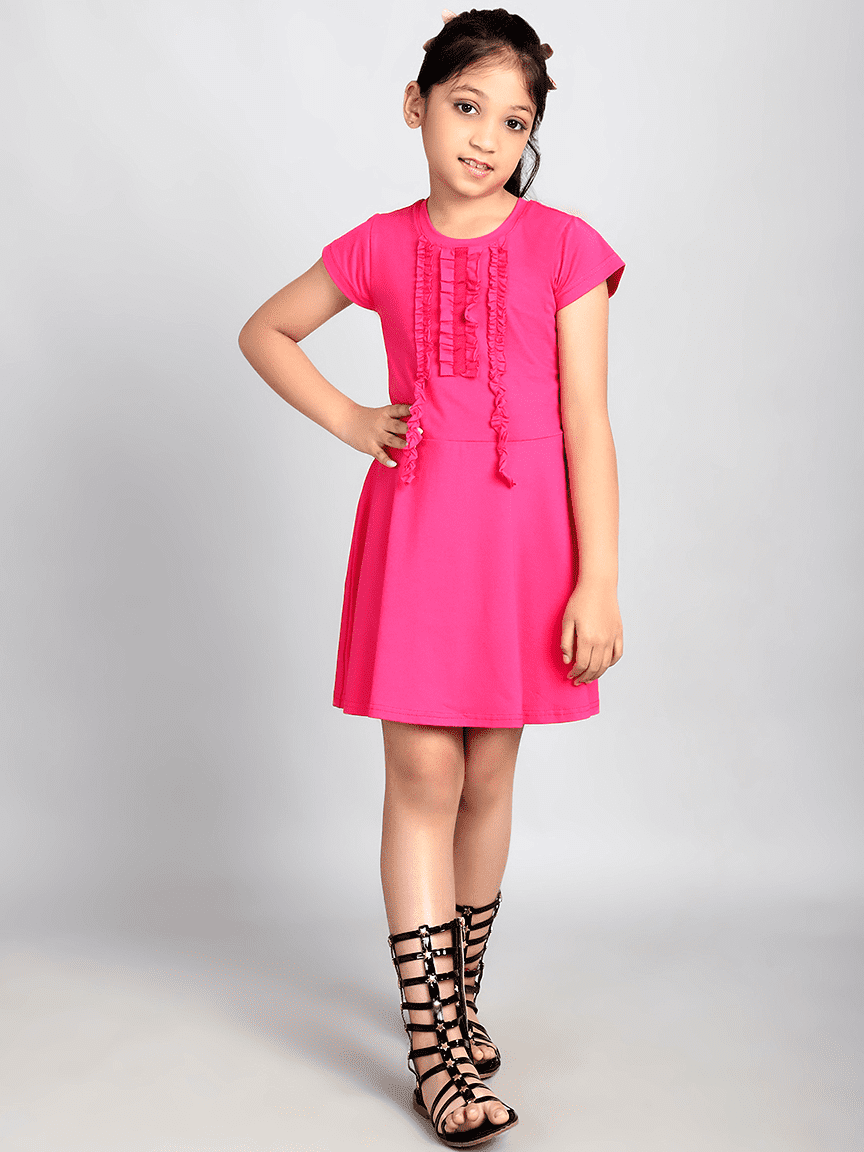 Baawri Girl Cotton Jersey Pink Color Dress