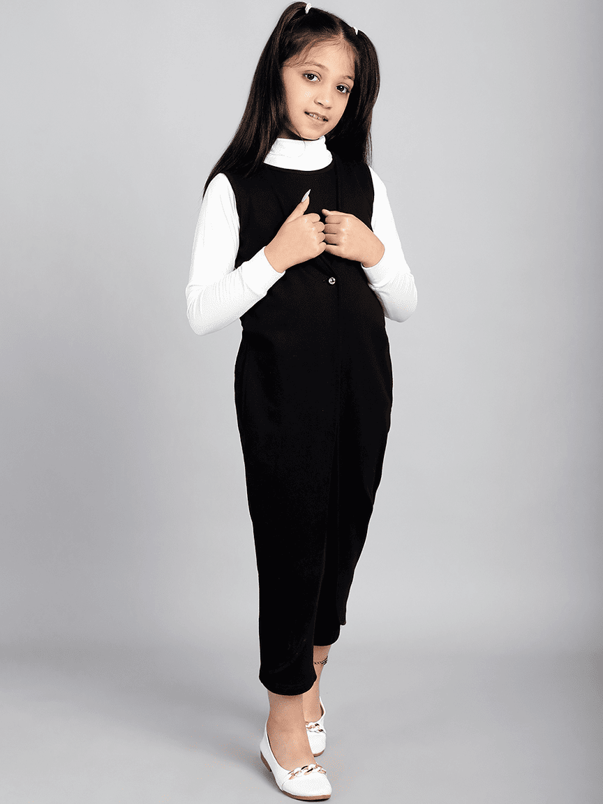 Baawri Girl Cotton Black Color Ankle Length Jumpsuit