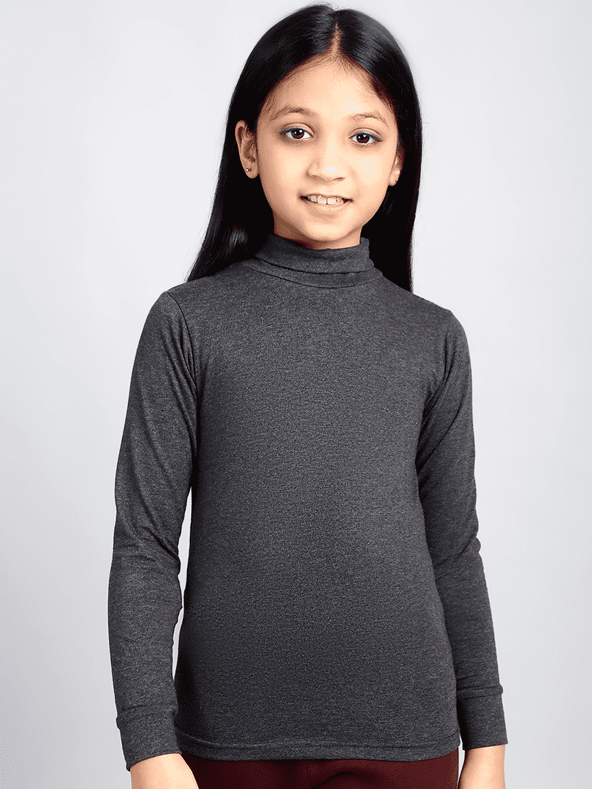 Baawri Girl Cotton Dark Melange Color Top