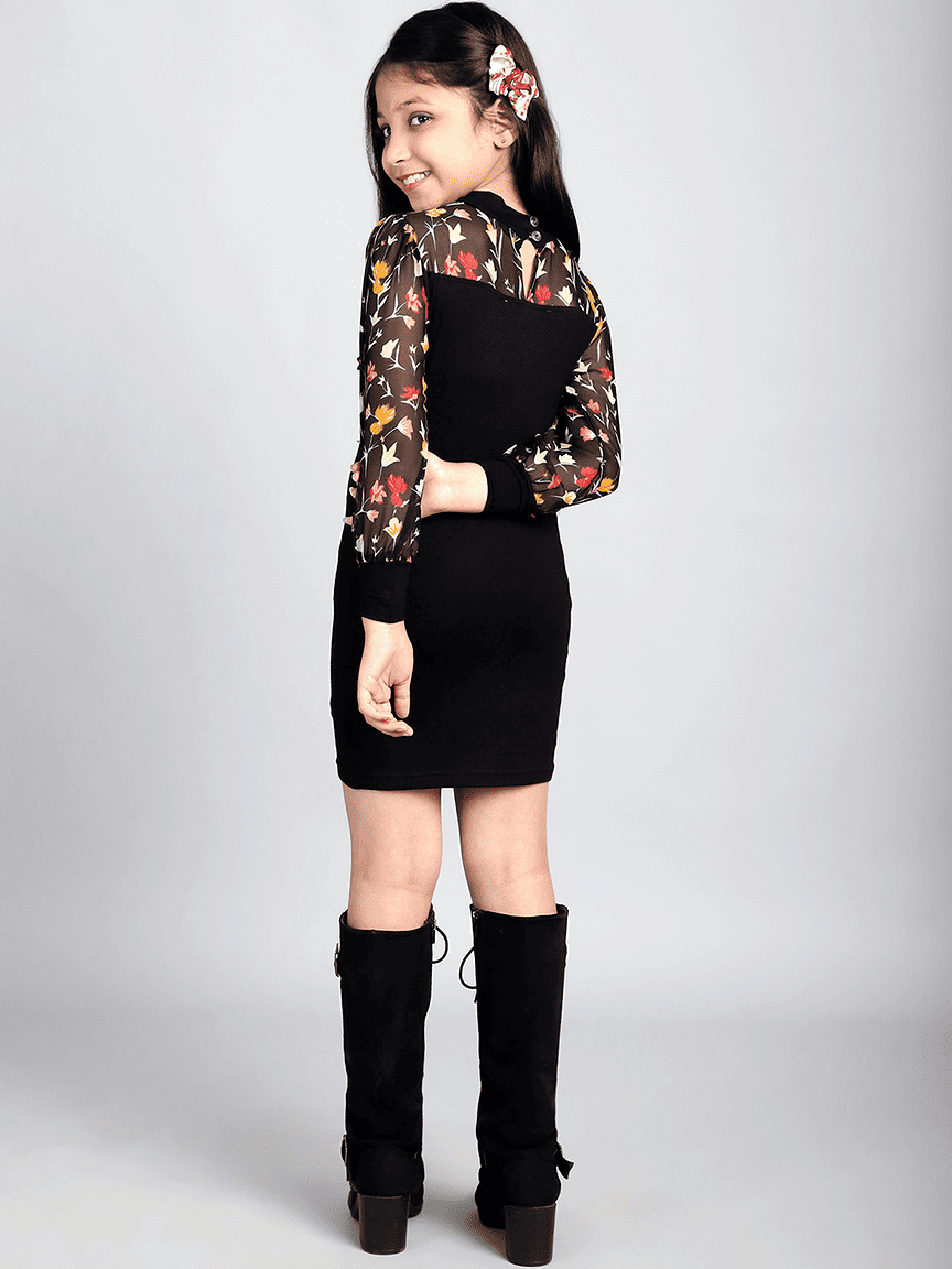Alternative view of Baawri Girl Black Color Long Sleeve Round Dress