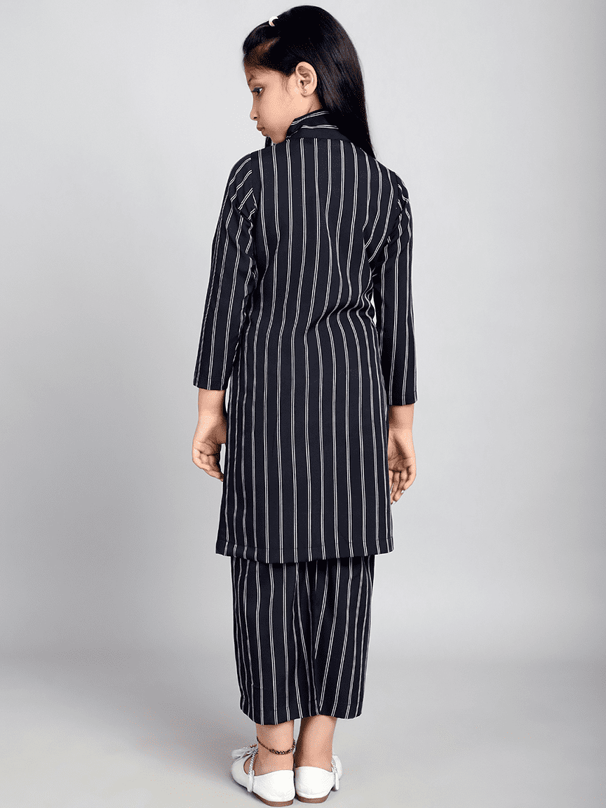 Alternative view of Baawri Girl Black Stripe Crepe 3 Pcs Cord Set