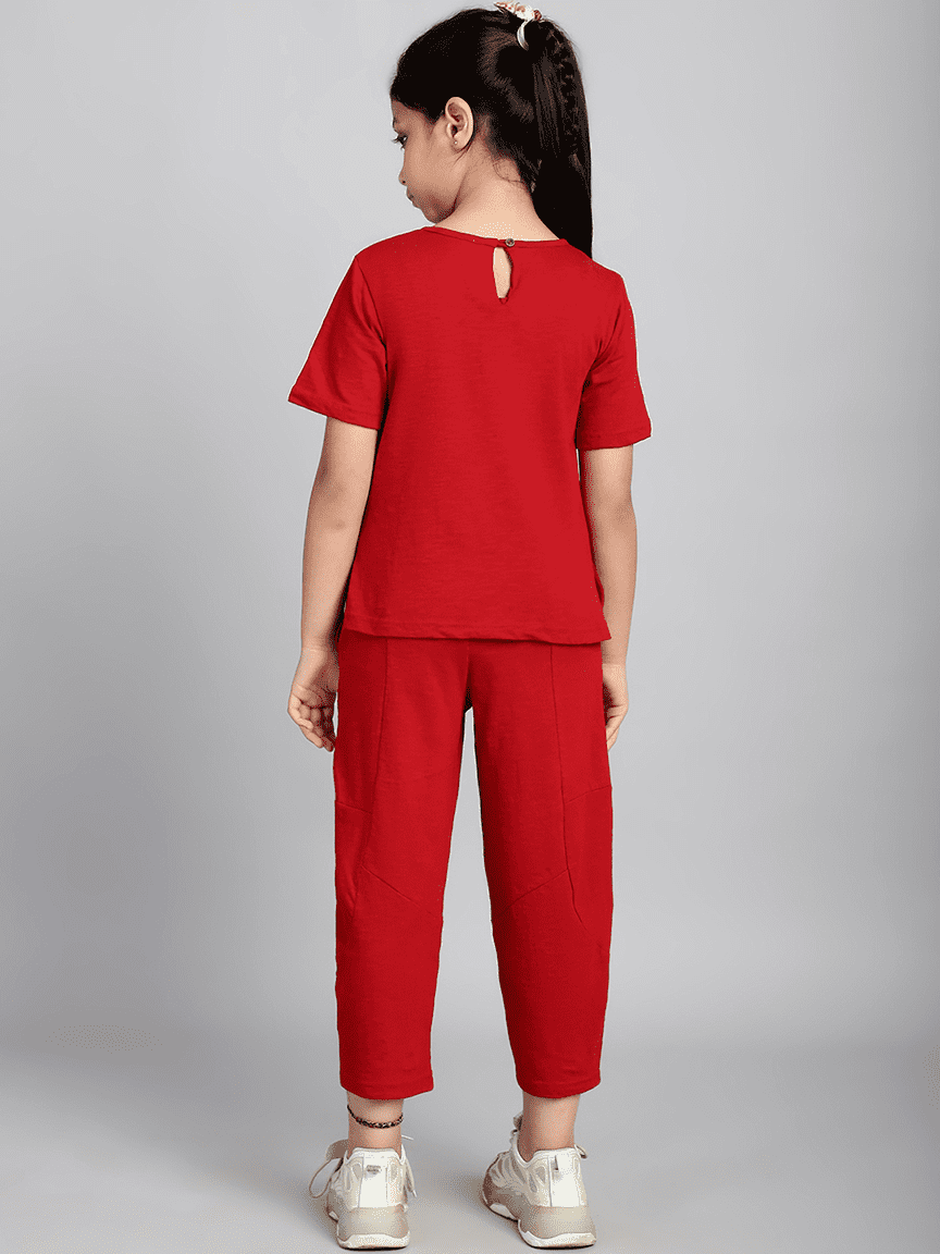 Alternative view of Baawri Girl Cotton Red Solid Color 2 Pcs Cord Set