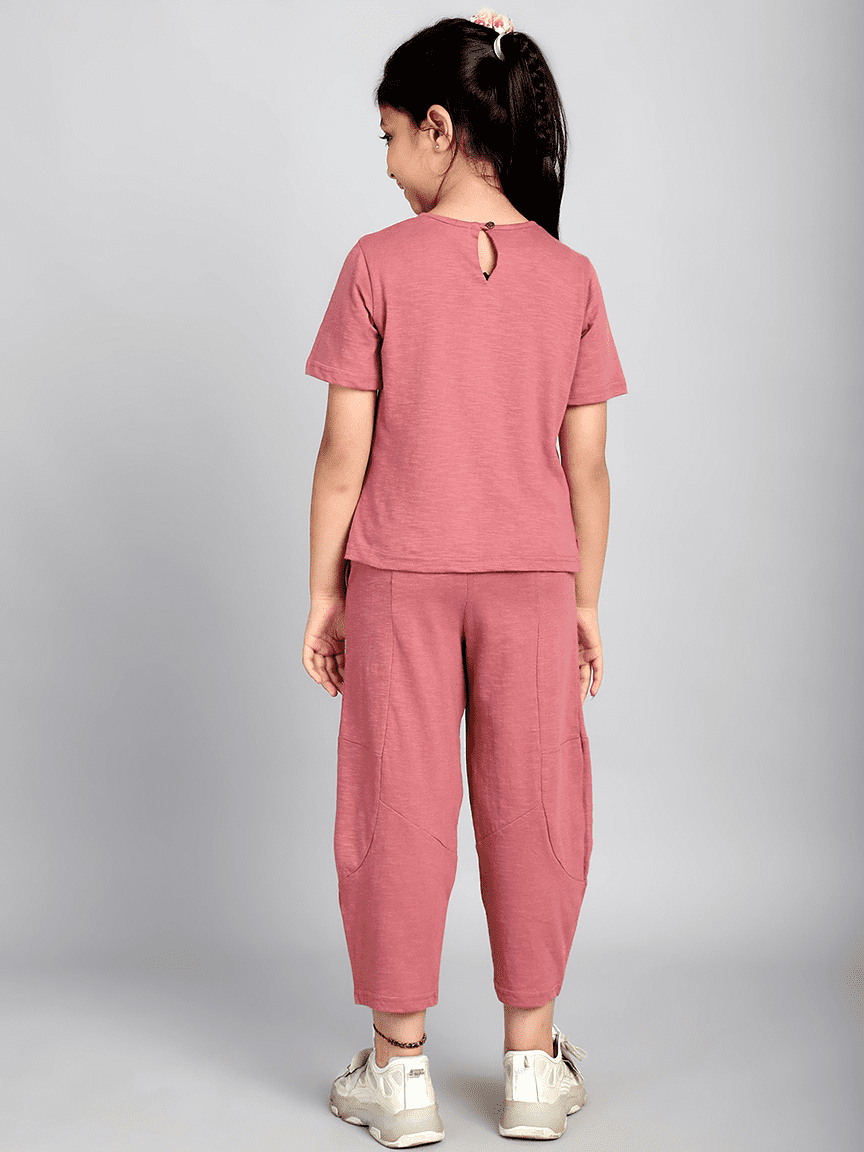 Alternative view of Baawri Girl Cotton Fade Rose Solid Color 2 Pcs Cord Set