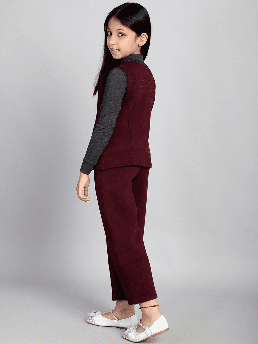 Alternative view of Baawri Girl Cozy Soft Fleece Maroon Color 2 Pcs Cord Set