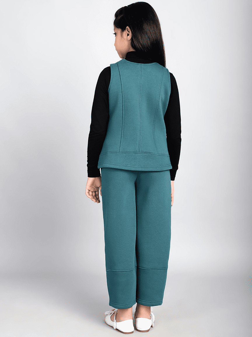 Alternative view of Baawri Girl Cozy Soft Fleece Dark Cyan Color 2 Pcs Cord Set