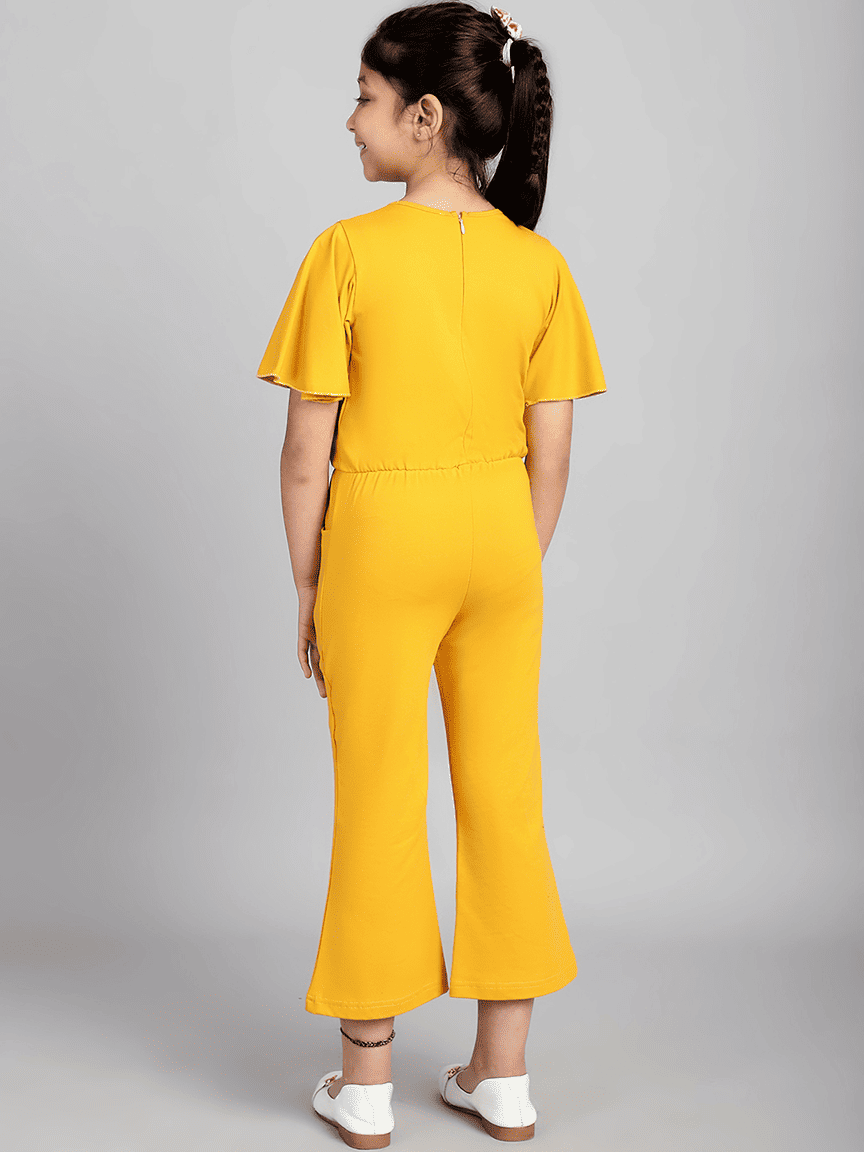 Alternative view of Baawri Girl Cotton Jersey Yellow Color Jumpsuit