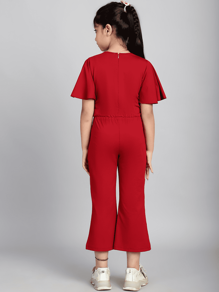 Alternative view of Baawri Girl Cotton Jersey Maroon Color Jumpsuit