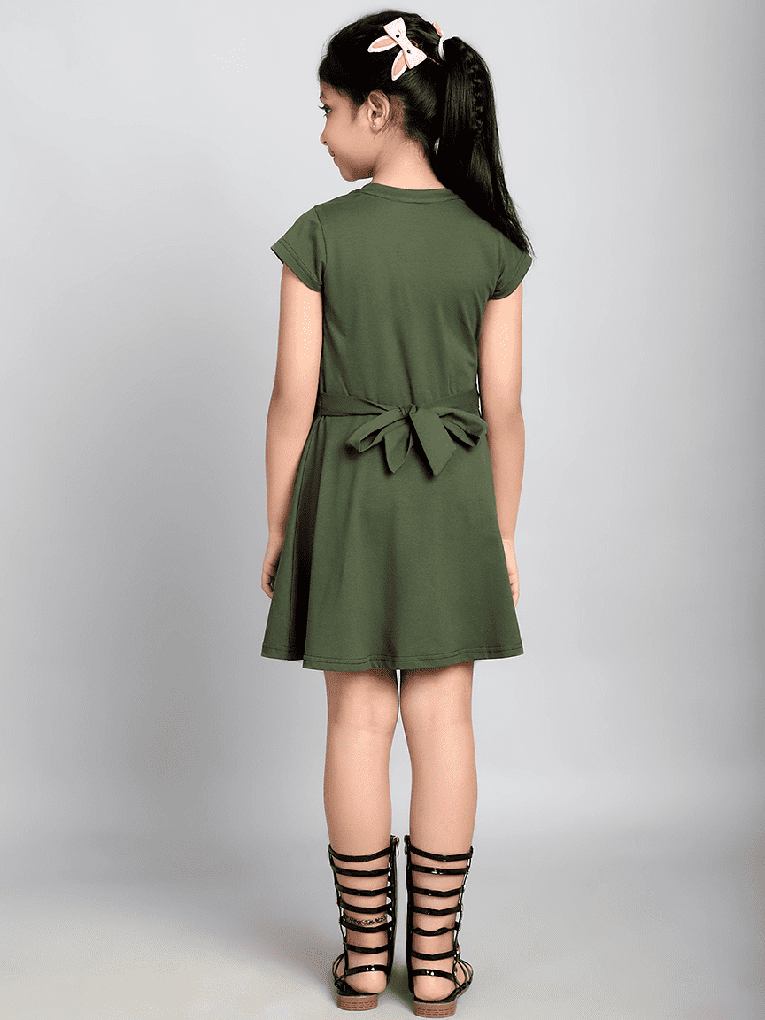 Alternative view of Baawri Girl Cotton Jersey Olive Color Dress