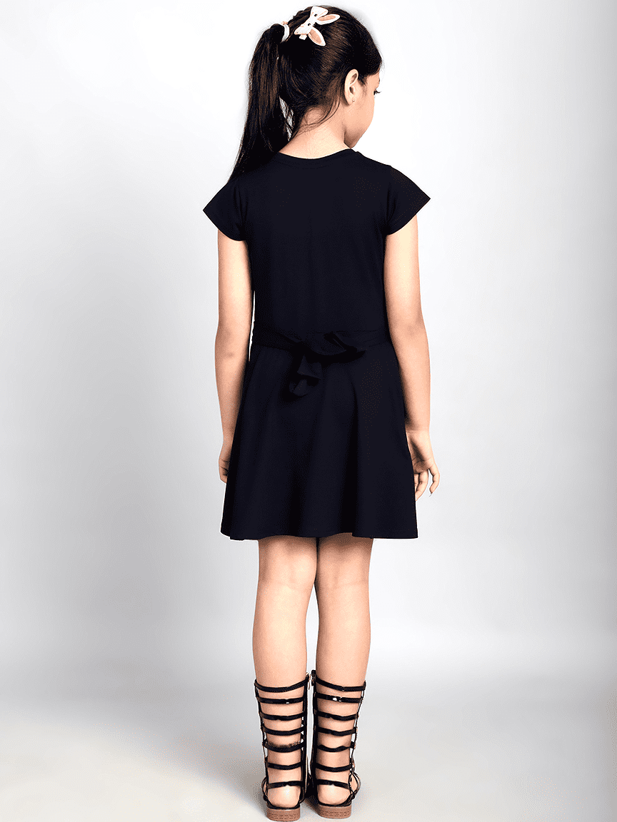 Alternative view of Baawri Girl Cotton Jersey Navy Blue Color Dress