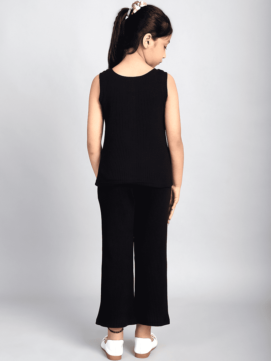 Alternative view of Baawri Girl Cotton Rib Black Color 2 Pcs Cord Set