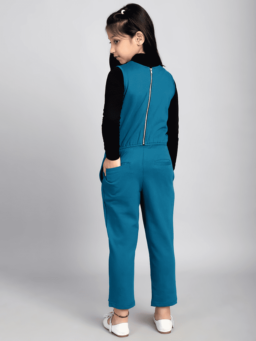 Alternative view of Baawri Girl Cotton Aqua Color Ankle Length Jumpsuit
