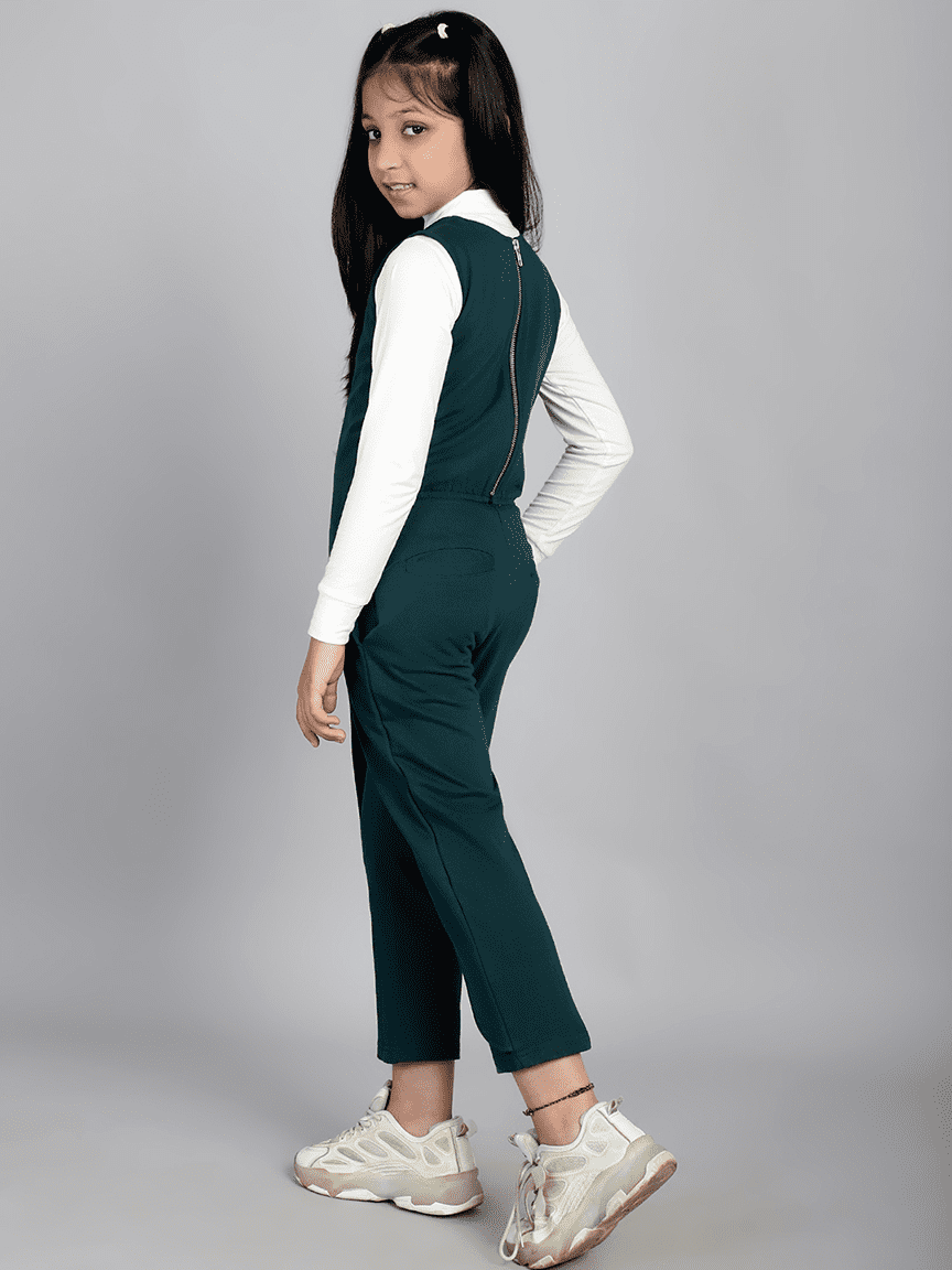 Alternative view of Baawri Girl Cotton Dark Cyan Color Ankle Length Jumpsuit