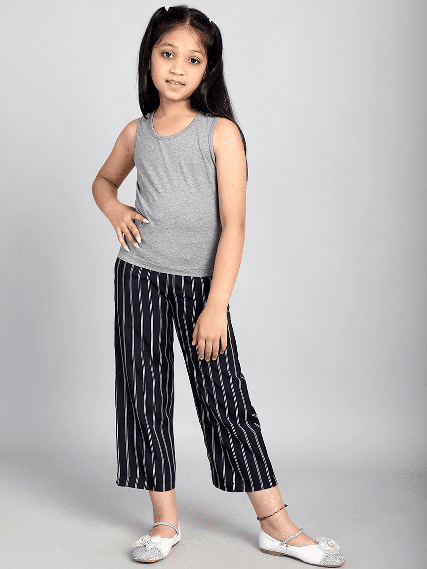 Baawri Girl Black Stripe Crepe 3 Pcs Cord Set - Image 3