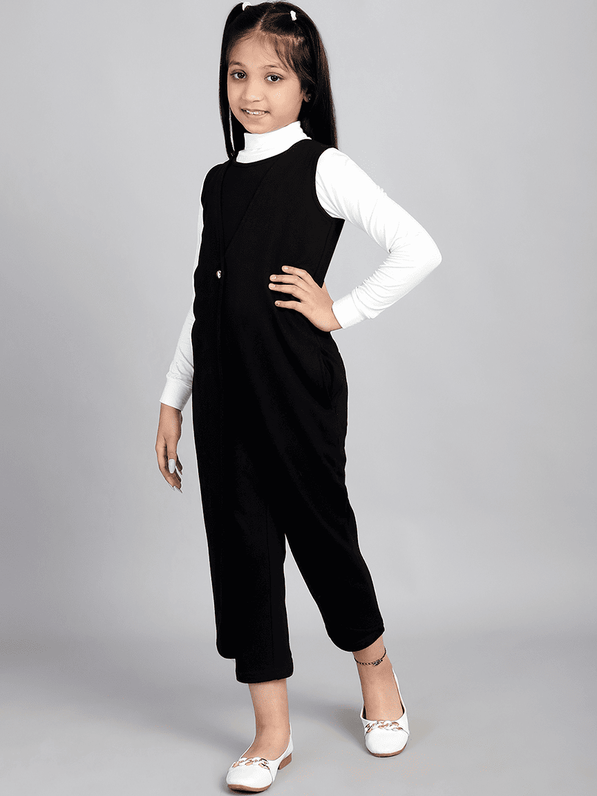 Baawri Girl Cotton Black Color Ankle Length Jumpsuit - Image 3