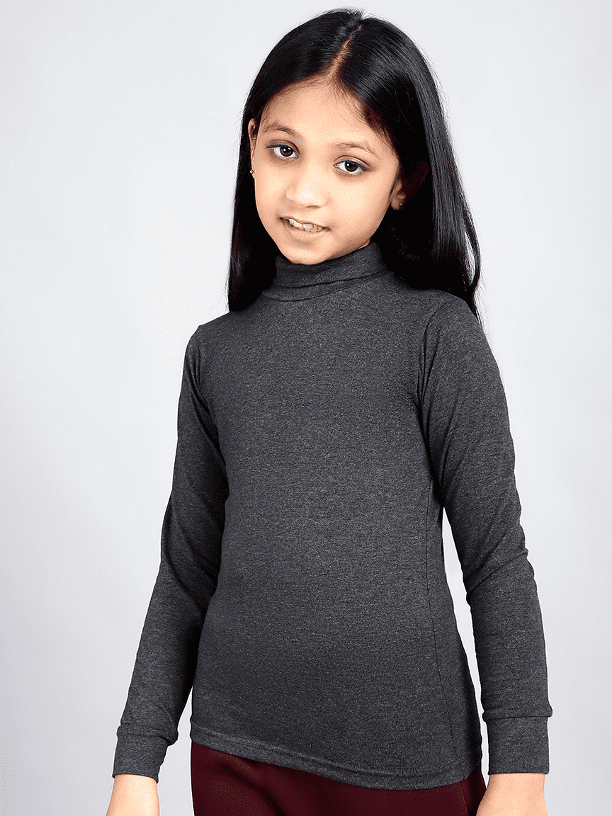 Baawri Girl Cotton Dark Melange Color Top - Image 3