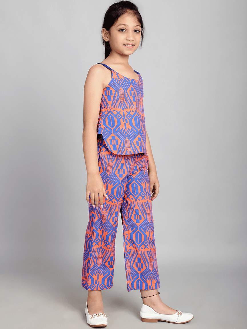 Baawri Girl Bohemian Printed Cotton 2 Pcs Top and Pant Set - Image 4