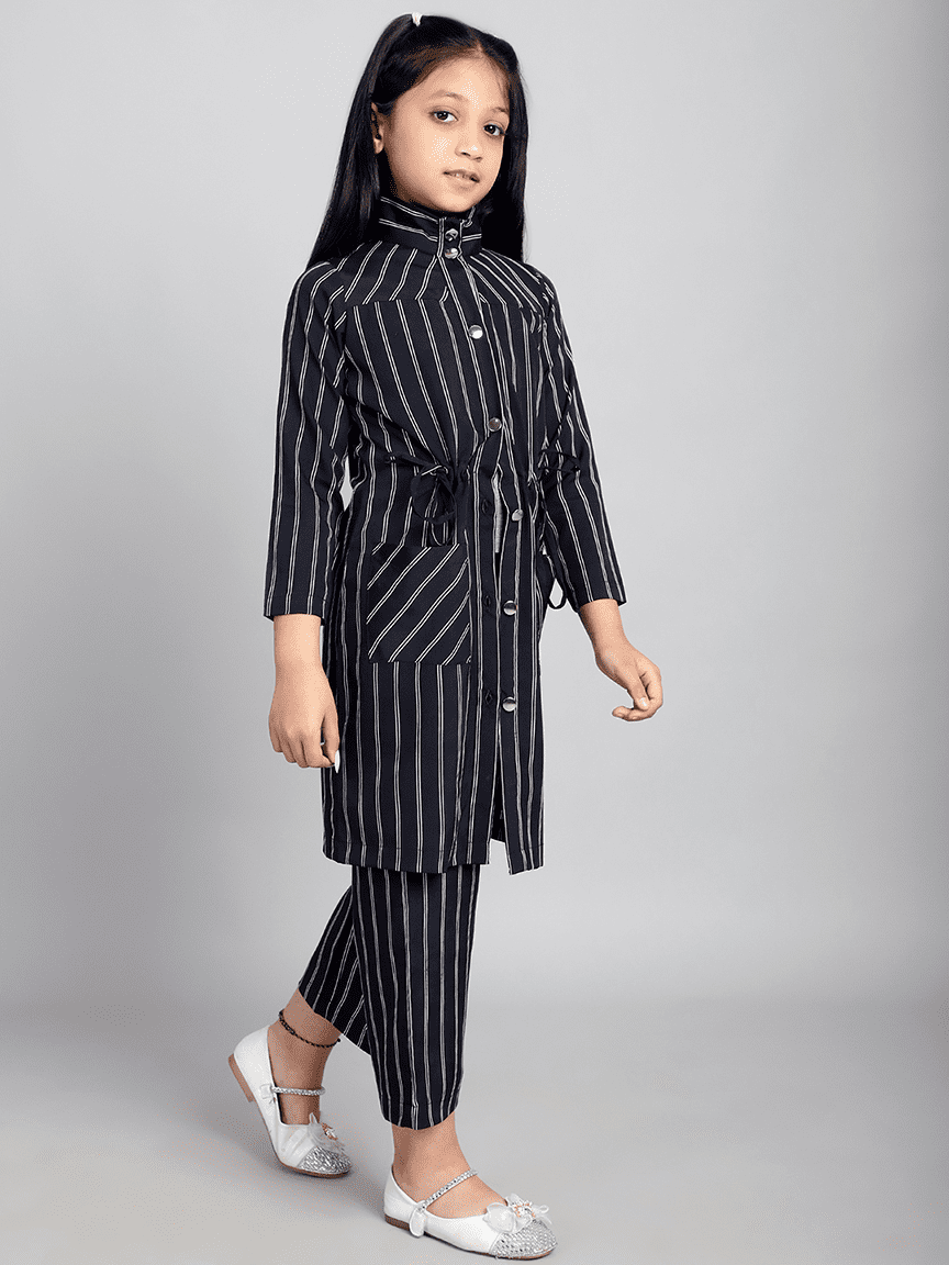 Baawri Girl Black Stripe Crepe 3 Pcs Cord Set - Image 4