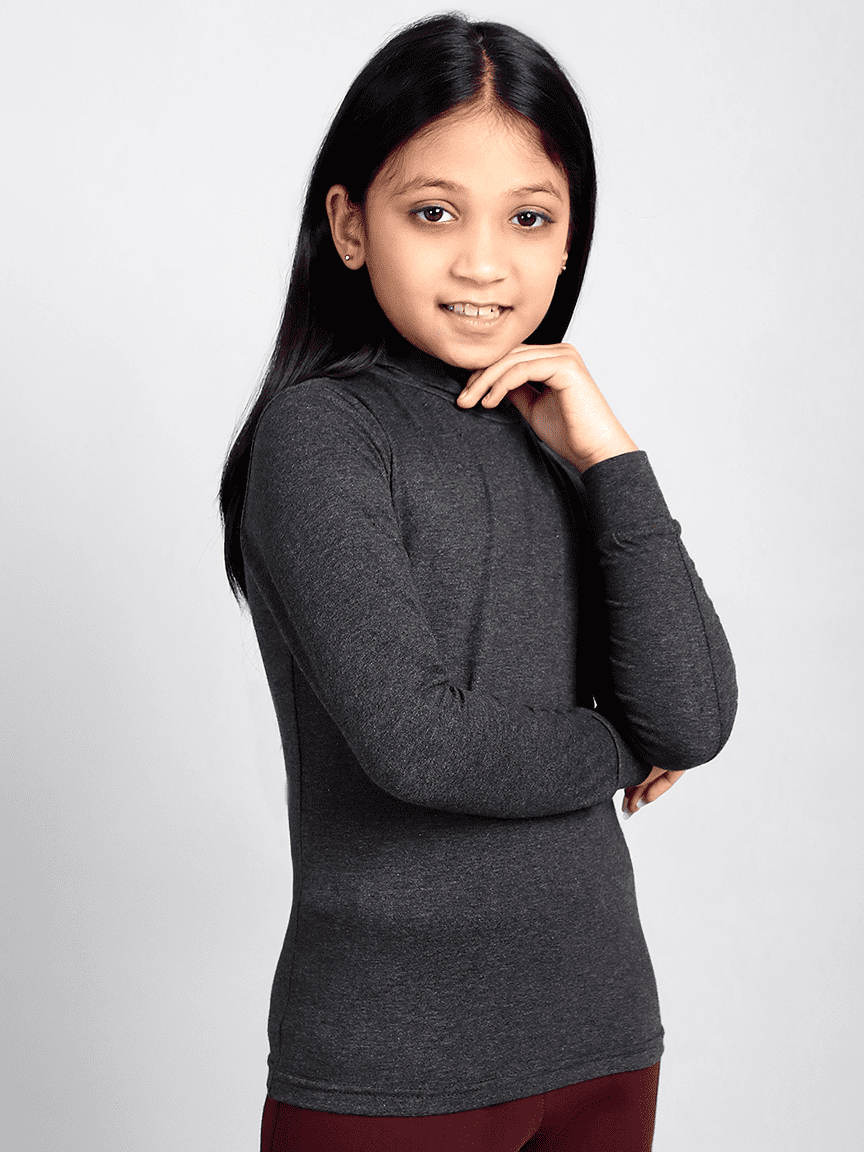 Baawri Girl Cotton Dark Melange Color Top - Image 4