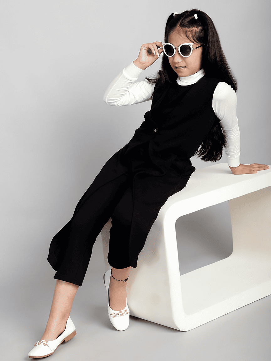 Baawri Girl Cotton Black Color Ankle Length Jumpsuit - Image 5