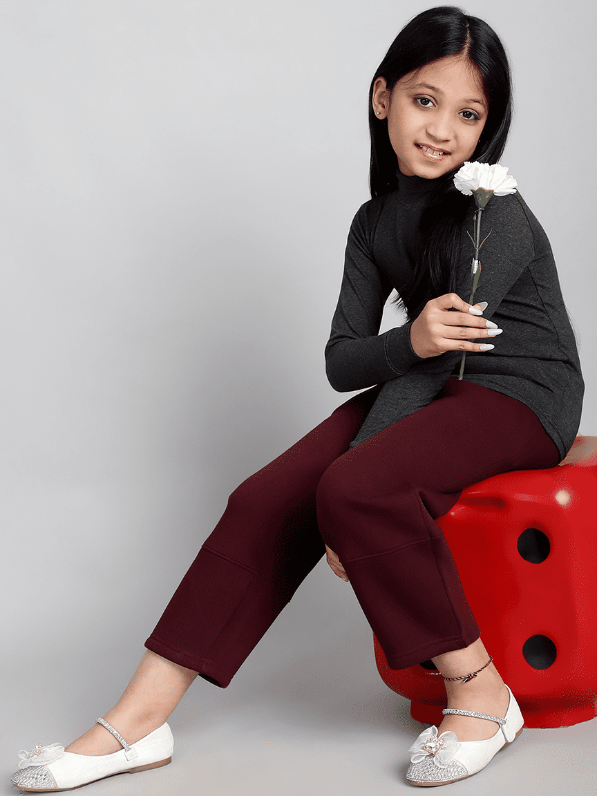 Baawri Girl Cotton Dark Melange Color Top - Image 5