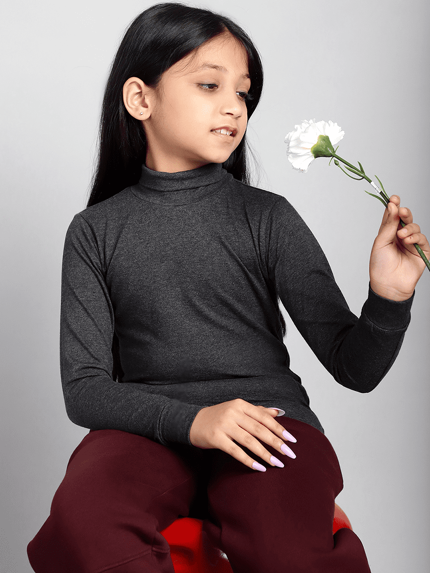 Baawri Girl Cotton Dark Melange Color Top - Image 6