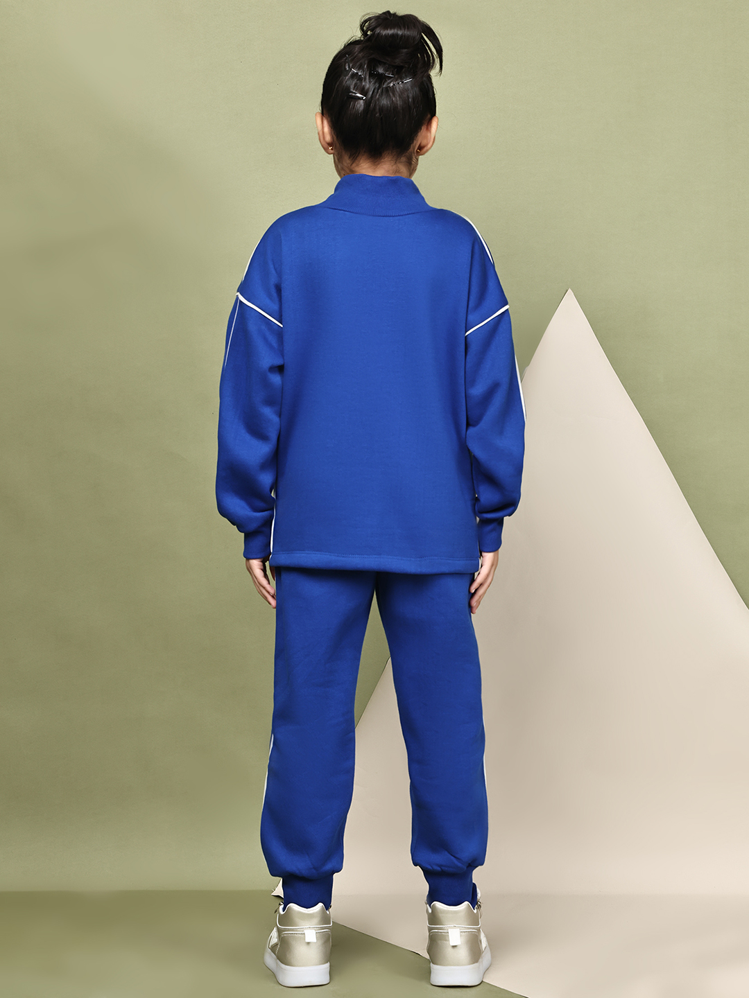 Alternative view of BaawRi Girls Princess Blue Fleece Co-Ord Set with Lemon Print | Sweatshirt & Jogger Pants Winter Tracksuit