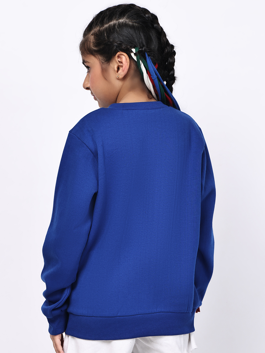 Alternative view of BaawRi Girls Princess Blue Fleece Sweatshirt with Multicolour Heart-Snake Detailing | Soft Warm Winter Pullover for Kids | Cute Cozy Sweatshirt for School, Playdates & Festive Outings