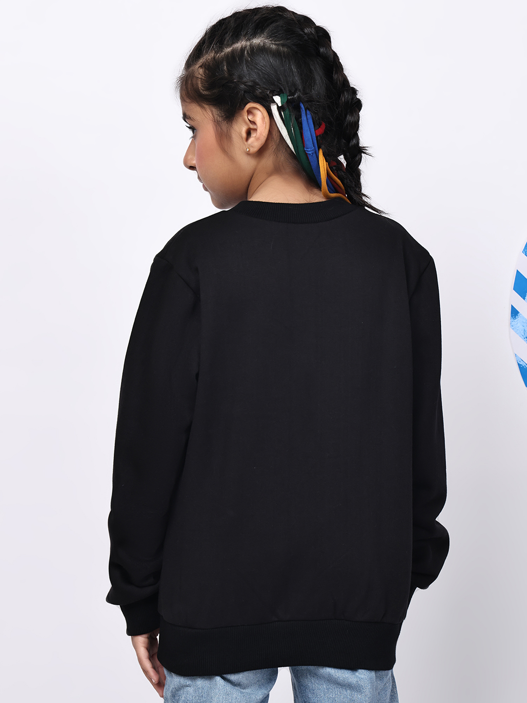 Alternative view of BaawRi Girls Black Fleece Sweatshirt with Multicolour Heart Snake Detailing