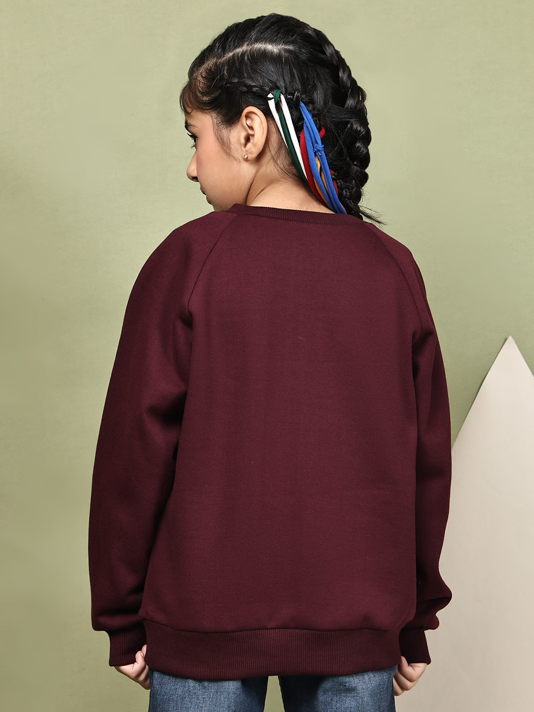 Alternative view of BaawRi Girl Wine Soft Fleece Sweatshirt with Chili Pepper Print | Winter Wear for Girls