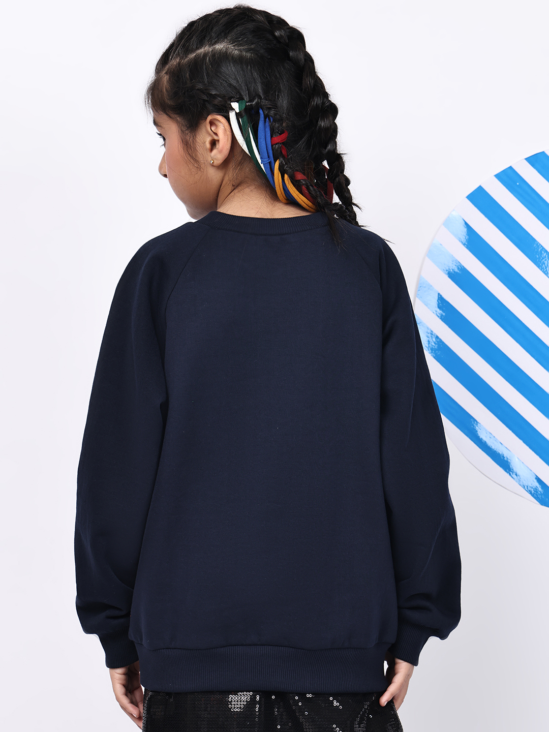 Alternative view of BaawRi Girl NavySoft Fleece Sweatshirt with Chili Pepper Print | Winter Wear for Girls