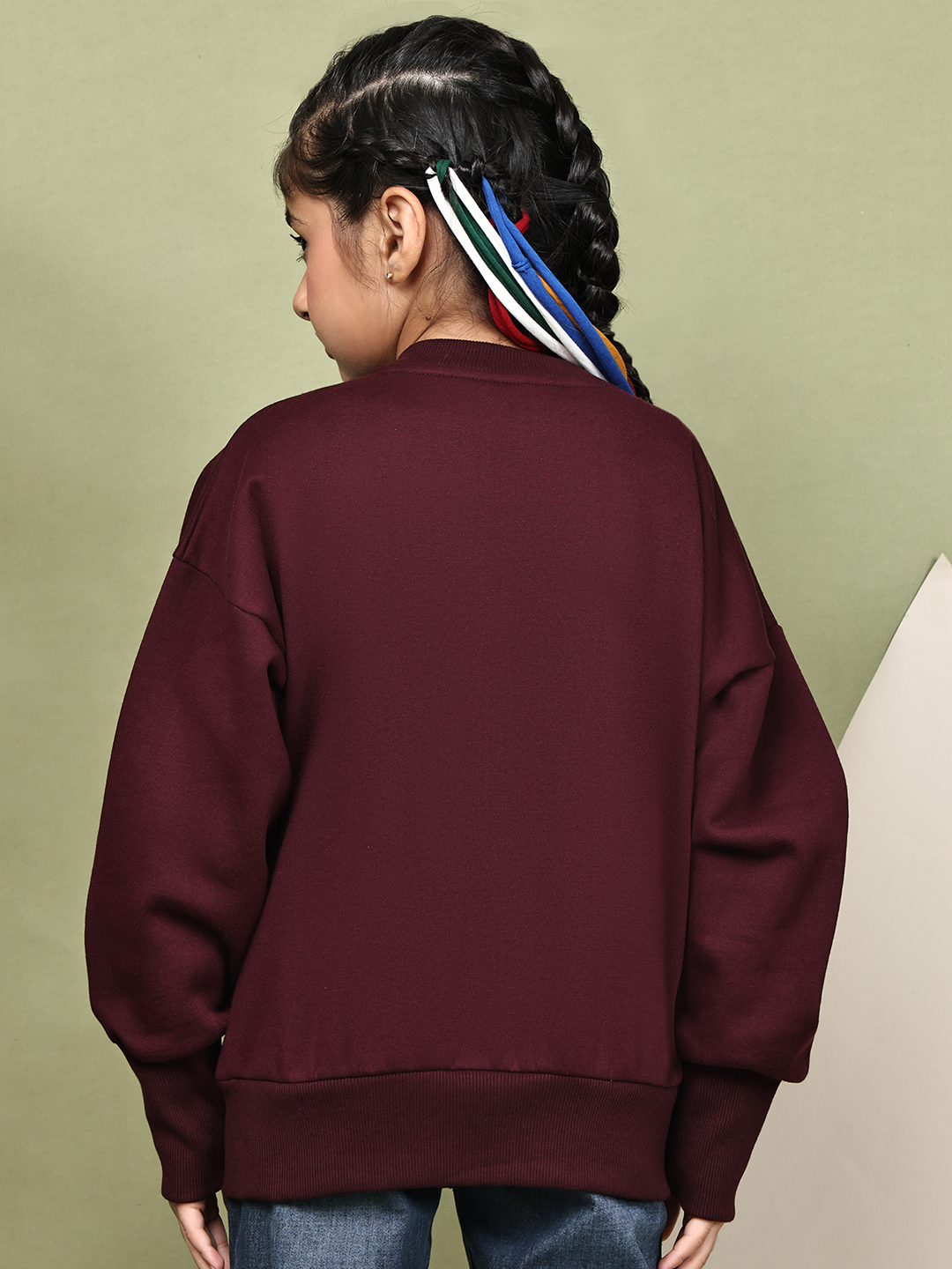 Alternative view of Girl Wine Fleece Jacket with Silver Snap Buttons & Pockets | Winter Wear for Girls