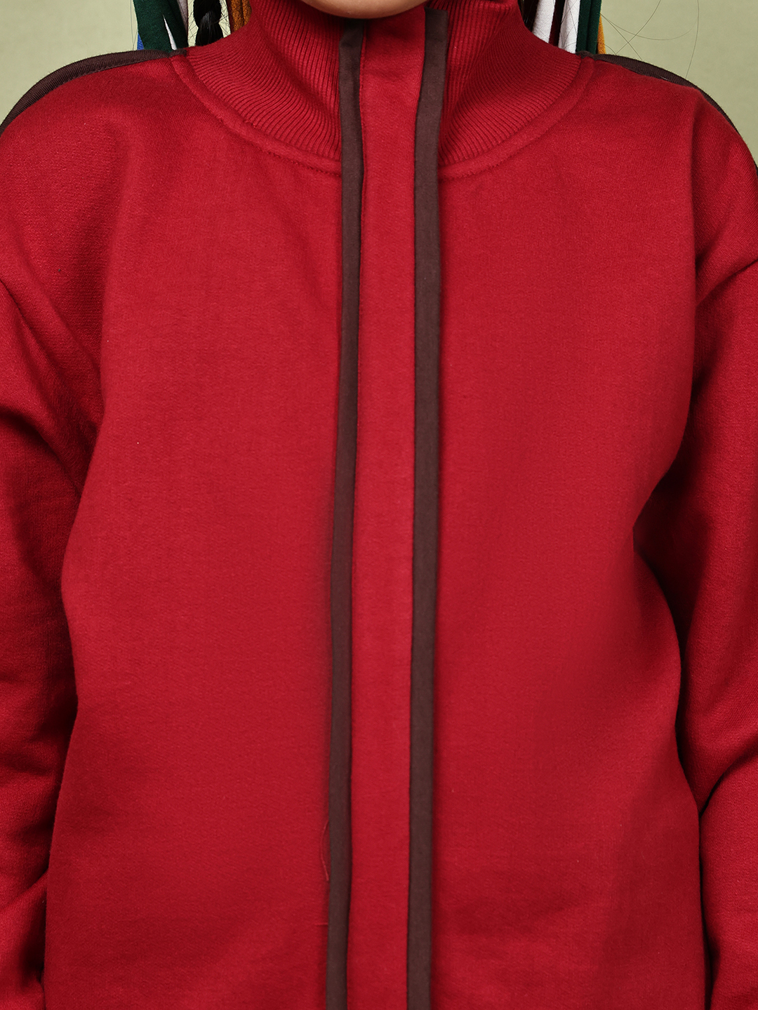 BaawRi Girls Fleece Tracksuit Set – Red Jacket & Pants with Wine Piping | Soft Winter Warm Sweatshirt & Joggers Co-ord Set - Image 6