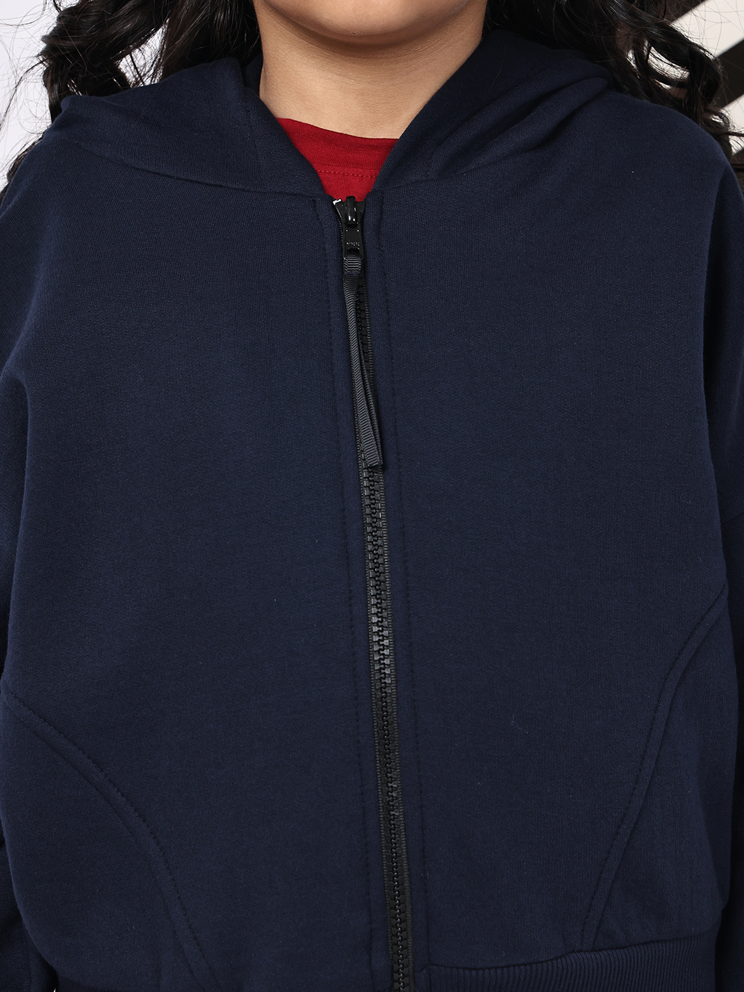 BaawRi Girls’ Navy Fleece Jacket Set | Zip-Up Jacket with Sleeve Tape Detailing & Pockets | Matching Pants with Side Stripes | Winter Casual Tracksuit Outfit - Image 6