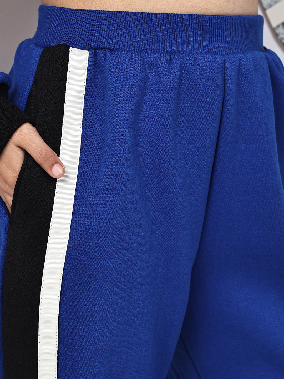 BaawRi Girls Blue Fleece Co-Ord Set with Tape Detailing | Winter Tracksuit with Jacket & Pants - Image 7