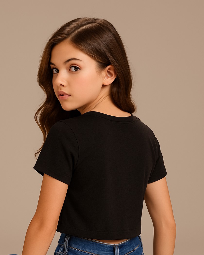 Alternative view of BaawRi Girl's Hot Chilli Crop Tee – Bold in Black