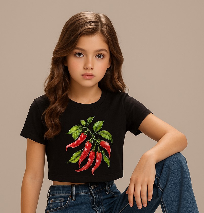 BaawRi Girl's Hot Chilli Crop Tee – Bold in Black