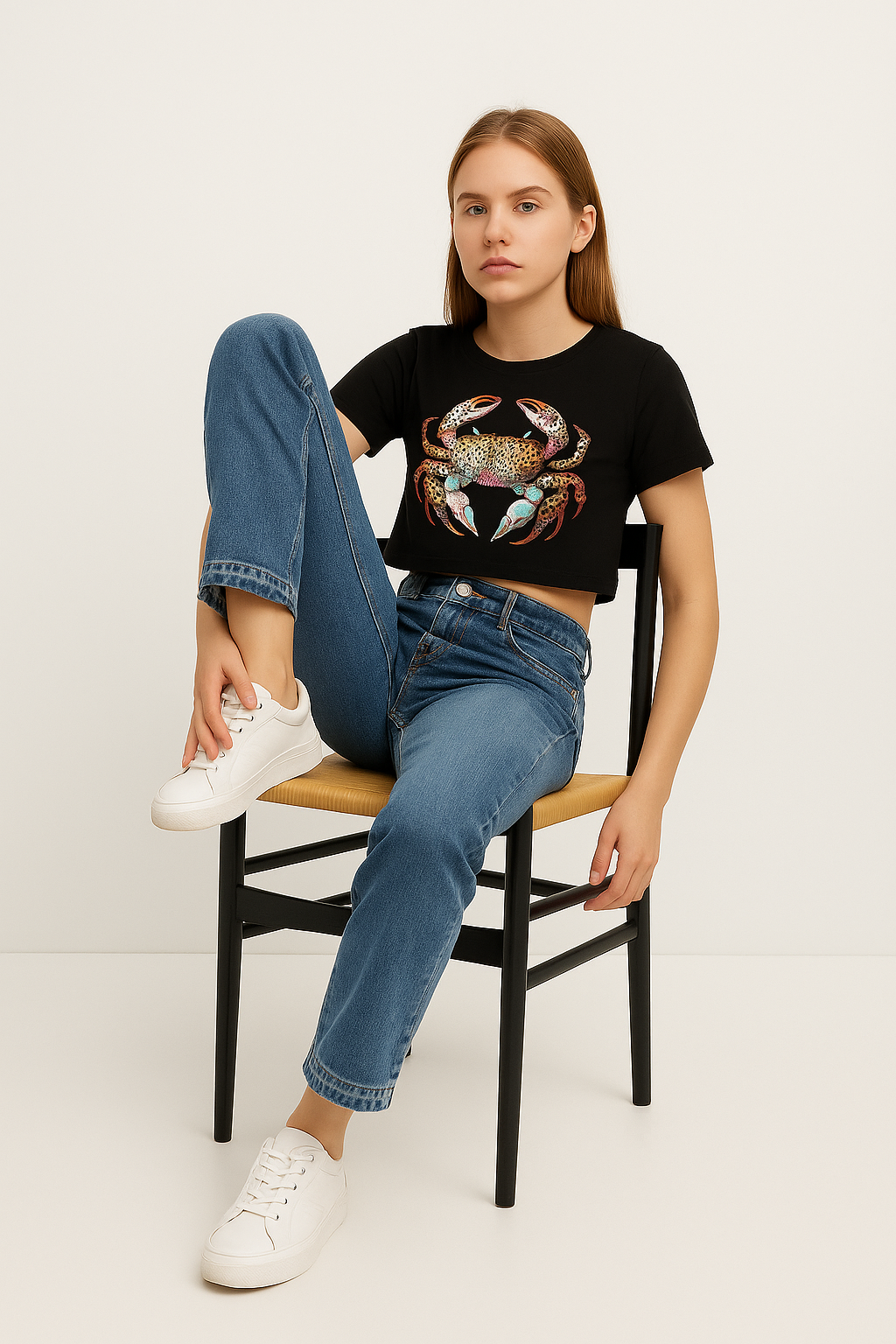 Girl's Crabby Cool Crop Tee – Wild Waters Edition - Image 5