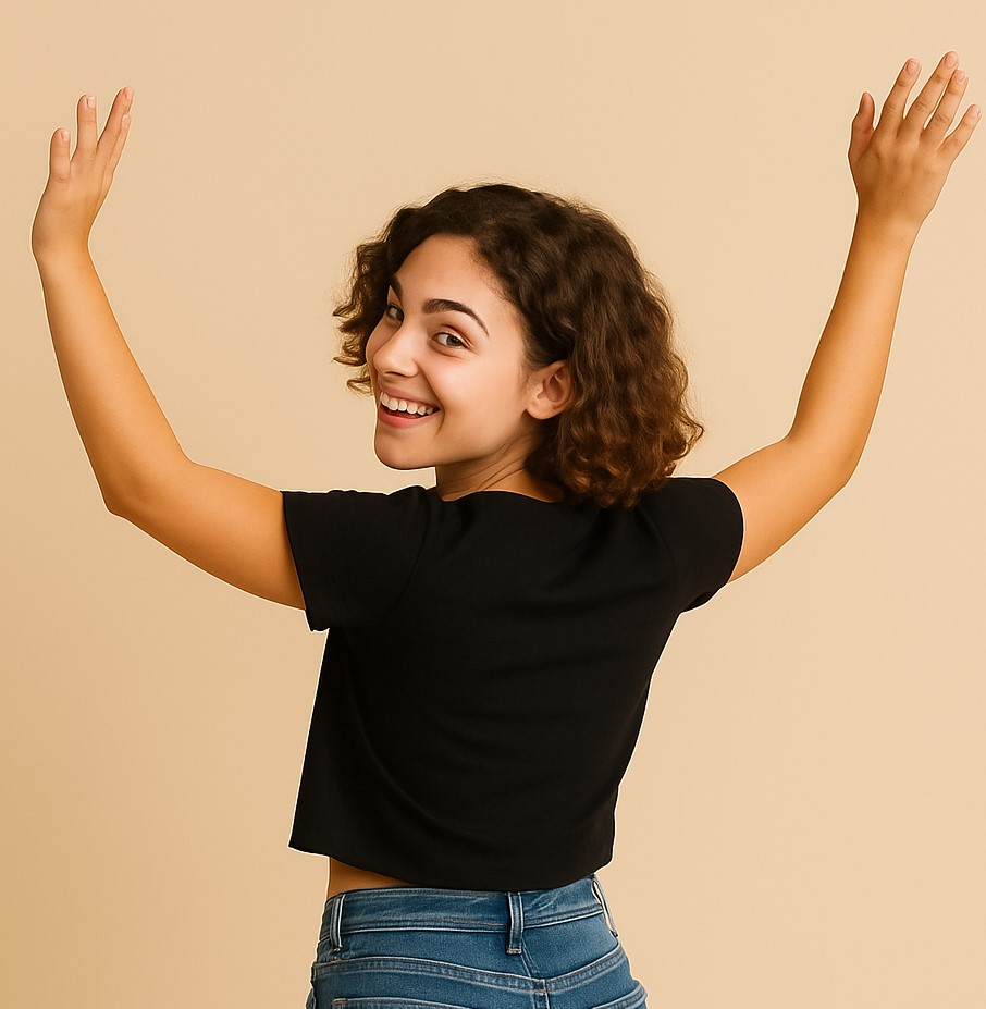Girl's Black Viscose Crop T-Shirt with Lemon Blossom Print - Image 3